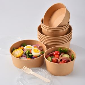 Bol en papier biodégradable jetable pour emporter bol à salade, récipients à salade kraft avec couvercle en papier/PLA en option - Product Image 4