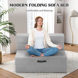 Modern 4-in-1 Extendable Convertible Folding Sofa <b>Bed</b> Set Eco-Friendly Modular <b>Space</b>-<b>Saving</b> Multi-Functional Living Room Room - Product Image 2