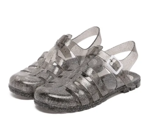 Spring Pu Flat Sandals Outdoor Eva Jelly Shoes Plastic Summer Beach Sandal Ankle Strap Transparent Custom Logo Slide
