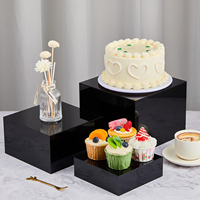 Ensemble de 7 supports de buffet carrés en acrylique (6 et 12 pouces) - Présentoir décoratif noir pour traiteur et tables de desserts