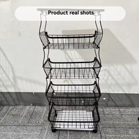 Chariot utilitaire à roulettes en acier au carbone robuste avec panier, étagère de rangement sur pied pour fruits et légumes, pour cuisine et garde-manger moderne