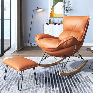 Sillón de lujo de cuero y terciopelo, sillón individual tapizado para sala de estar, oficina, hotel, ocio - Product Image 1