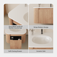 USA gratis ongkir Vanity kamar mandi mewah dengan wastafel desain kamar mandi Modern bak cuci dipasang di dinding bundar 60cm lemari kamar mandi