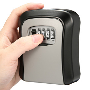 Key Box Wall Mounted Hook Type 4 Digit Combination Lock Black Gray Storage Organizer for Home B&B Use - Product Image 3