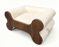 Maison pour chat en bois USMILEPET avec cadre en bois massif, nid pour animaux de compagnie avec éponge et tissu en polaire Teddy
