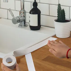 Cinta de calafateo autoadhesiva para baño y cocina, sellador de pared, cinta selladora de azulejos