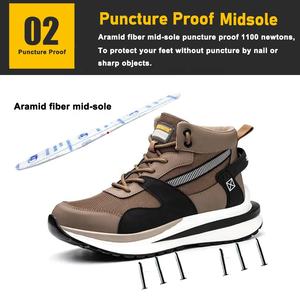 حذاء سلامة للرجال بتصميم رياضي خفيف الوزن مع مقدمة من الصلب للحماية من الصدمات والثقب، ومقاوم للانزلاق والزيوت والأحماض لحماية العمال - Product Image 4