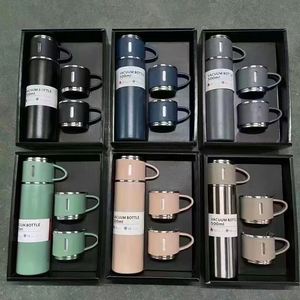 Mug de voyage isotherme en acier inoxydable, populaire pour les entreprises, avec 3 couvercles, thermos pliable, design moderne, cadeau promotionnel - Product Image 4