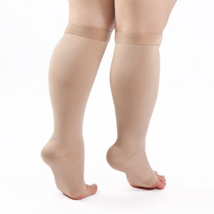 Calcetines de <span class=keywords><strong>Compresión</strong></span> Médicos Personalizados, Negros, Talla Grande, 20-30 mmHg, de Nailon, hasta la Rodilla, con Punta Abierta, para Prevenir Várices - Product Image 3