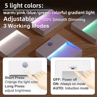Lampes de nuit LED intelligentes à détecteur de mouvement RGB à changement de couleur pour les coins des murs, avec charge USB, certifiées CE/FCC/RoHS pour la maison