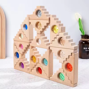Ensemble <span class=keywords><strong>de</strong></span> blocs <span class=keywords><strong>de</strong></span> <span class=keywords><strong>construction</strong></span> en <span class=keywords><strong>bois</strong></span> arc-en-ciel jeu d'empilage <span class=keywords><strong>Construction</strong></span> acrylique apprentissage préscolaire jouets éducatifs pour enfants garçons filles - Product Image 3