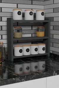 <b>Kitchen</b> <b>Storage</b> <b>Rack</b> Particleboard Spice <b>Rack</b> Countertop Shelf Bathroom Organizer Cabinet Shelf - Product Image 2