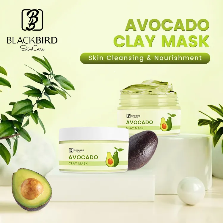 Custom Logo Private Label Avocado Clay Mask Mud Face Mask Whitening Bentonite Skin Care Extract Facial Clay Mask