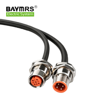 Connecteur femelle M8 BAYMRS pour montage sur panneau arrière, étanche IP67, 3P, 3/4 prises avec fils pour utilisation automobile