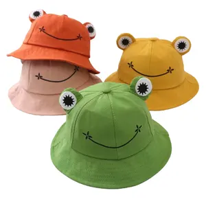 BSBH 개구리 넓은 챙 어린이 양동이 모자 사용자 정의 접이식 경량 면 양동이 모자 성인 어린이를위한 태양 어린이 양동이 모자
