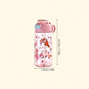 Botella de agua de 550 ml con pajita para niños y niñas, botellas portátiles de viaje, taza deportiva para gimnasio, fitness, botella para beber agua fría y jugo de verano - Product Image 3