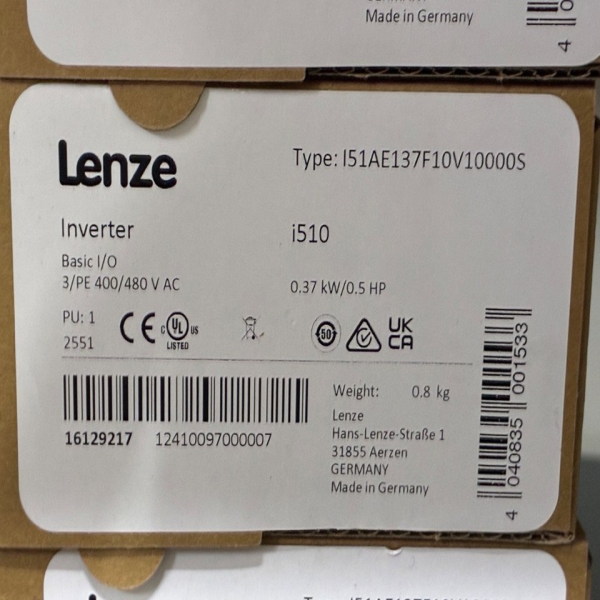 Brand New for Original I510 I51AE137F10V10000S 16129217 0.37 KW/0.5 H 12-month Warranty PLC