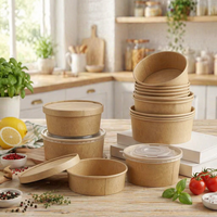 Bol en papier kraft jetable personnalisable de qualité alimentaire, étanche, avec logo, écologique et biodégradable pour soupes de nouilles
