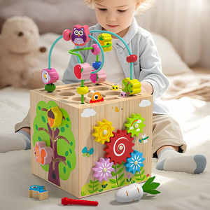 <span class=keywords><strong>8</strong></span> in <span class=keywords><strong>1</strong></span> Montessori rotolamento cubo di legno giocattoli educativi giocattolo multifunzionale per i bambini - Product Image 6