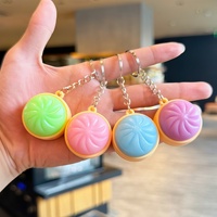 Porte-clés Xiaolongbao lumineux en PVC anti-stress, motif dessin animé, breloque de sac pour couple, exquis