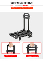 BAOYU chariot à main pliable à 4 roues, chariot utilitaire pliable en plastique, chariot à main