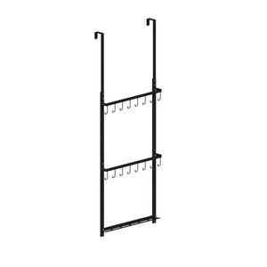 Estante para colgar sobre la puerta, 40,5x10x110 cm, acero al carbono negro, con tres ganchos para guardar abrigos y gorras, organizador para montar detrás de la puerta o en la pared. - Product Image 1