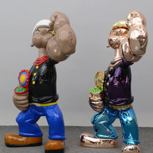 Escultura moderna de <span class=keywords><strong>personaje</strong></span> de película de acero inoxidable, estatua de Arte de Popeye y Oliver con técnica chapada en superficie de espejo, artesanías de Metal - Product Image 1