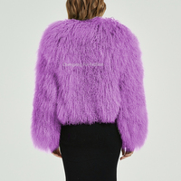 Manteau d'hiver élégant pour femmes, en fourrure de mouton de Mongolie, col en V, épais, en fourrure entière, vêtements d'extérieur