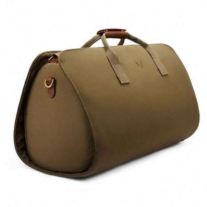 Bolsa de viaje portátil personalizada con logotipo de fábrica BSCI, bolsa de lona convertible para trajes de hombre, bolsa de fin de semana. - Product Image 3