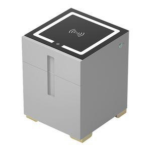 Morgie Wood Safe Box Bedside Hidden Furniture Safe Fingerprint Digital Lock Safe With USB Wireless Charging