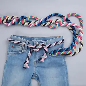 Corda torcida de algodão 3 fios, 6mm 8mm, multi colorido, corda torcida para nó, cintura