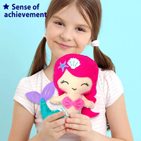 Kit d'activités créatives pour enfants sur le thème des animaux marins sirène, kit de couture pour débutants, 5 poupées en peluche douces, matériaux en feutre, apprendre à coudre et à broder