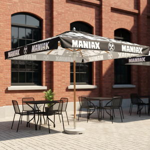 Parasol à mât central personnalisé avec impression graphique, parasol d'extérieur personnalisé avec marque - Product Image 1