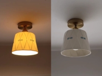 Suspension à LED en céramique imprimée émaillée en cuivre rétro de style japonais 3000K lumière chaude hauteur réglable pour l'éclairage de la chambre à coucher