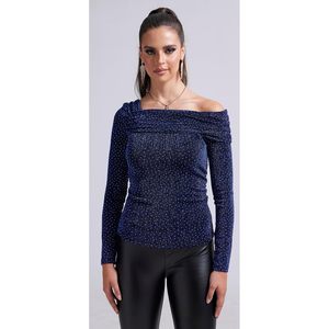 Custom Womens <b>Sparkly</b> Off Shoulder Long Sleeve <b>Top</b> Y2K Shiny Ruched Fashion Party Shirt - Product Image 2