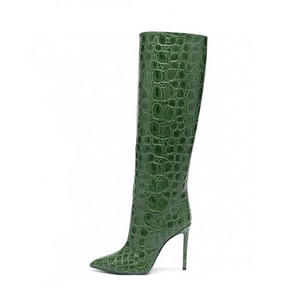 Big Size 45 Women Knee High Boots Thin Heel Animal Print <b>Shoes</b> Snake Pattern on Women's Stiletto Long Booties - Product Image 2