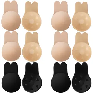 Dropshipping Silicone Adhesive Women Invisible Push Up Bra Nipple Cover Breast Pasties Reusable Lift Up Tape Rabbit Bra 4xl 5xl