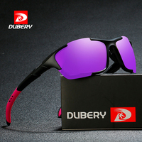 DUBERY Boutique Officielle 2026 Lunettes de Soleil Rétro Vintage Style Motard Monture Rectangulaire en PC Verres Bleus et Rouges en Polycarbonate pour le Sport