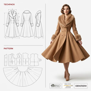 <span class=keywords><strong>Manteau</strong></span> Princesse Personnalisé en <span class=keywords><strong>Velours</strong></span> Bordeaux avec Bordure en <span class=keywords><strong>Velours</strong></span> Noir Contrastant, Épaules Robustes, Style Rétro Vintage Années 40, Manteaux <span class=keywords><strong>Femme</strong></span> Icônes du Style - Product Image 2