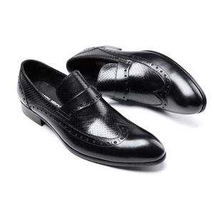Men's Leather Shoes Cowhide <b>Full</b>-Leather <b>Slip</b>-On Embroidered Lightweight Comfortable Breathable Stylish Autumn for Business - Product Image 4