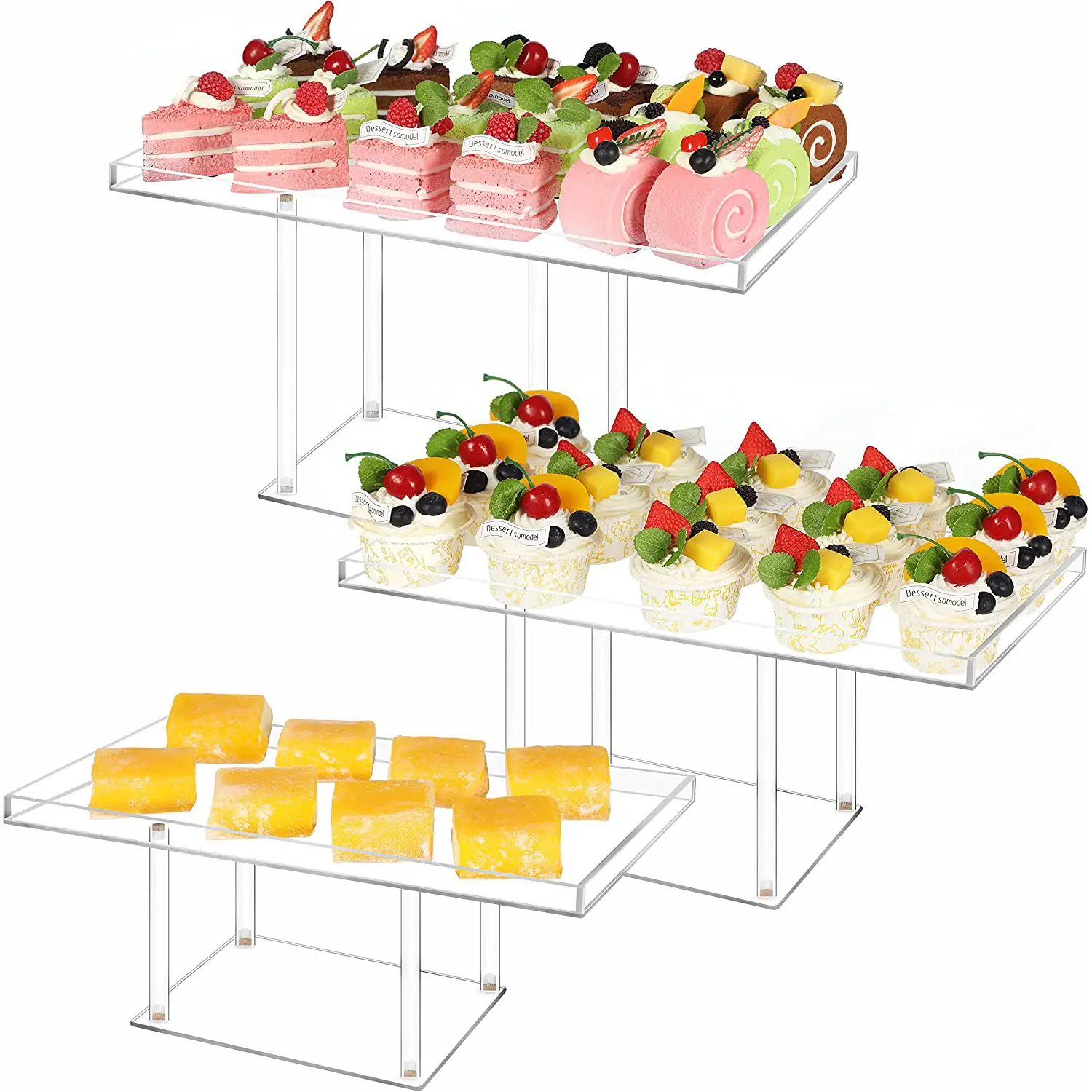 Espositore da tavolo trasparente per Dessert Set espositori per alimenti in acrilico alzate per Buffet per pasticceria e frutta