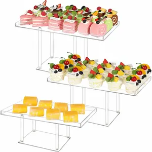 Masa temizle tatlı ekran standı Set akrilik gıda ekran standları büfe yükselticiler için pasta meyve