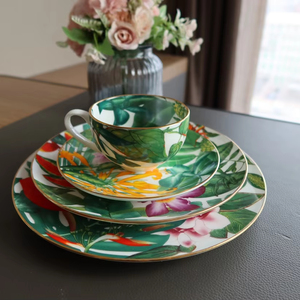 Luxury Dining Room Set Home Decor <b>Dinnerware</b> Sets Exquisite Ceramic Tropical Rain Forest Porcelain Hot Selling 4 Pcs Gift Box - Product Image 1