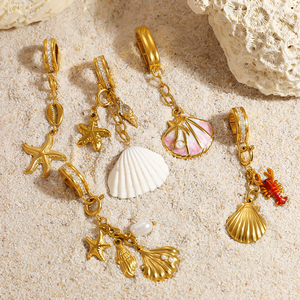 SUMMLY Vente en gros de fermoirs de bikini raffinés, breloques étoile de mer et coquillage, en acier inoxydable plaqué or 18 carats, accessoires de maillot de bain, bijoux de mode - Product Image 2