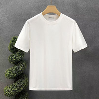 Kaos Pria Lengan Pendek Summer Milk Silk 180g Putih Polos, Longgar, Kasual, Menyerap Keringat, Sensasi Dingin