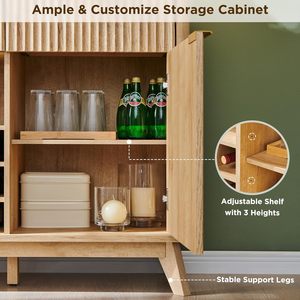 <span class=keywords><strong>Credenza</strong></span> moderna in legno di quercia <span class=keywords><strong>bianca</strong></span> scanalata da 60 pollici con ripiani regolabili, disponibile in magazzino negli USA (Houston) - Product Image 6