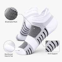 Chaussettes de sport athlétiques respirantes en maille avec logo personnalisé, rembourrées, en Spandex/Coton, coupe basse, compression, rayées, OEM, absorbant la transpiration