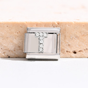 Modular Letter Bracelet Set Zinc Alloy Crystal Rhinestone Pave Setting DIY Jewelry Unisex Gift Wearable Accessories - Product Image 2