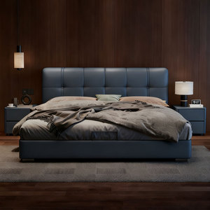 Meubles de chambre à coucher en bois de luxe moderne, lits rembourrés doux, lit double taille Queen, cadre de lit et ensemble de <span class=keywords><strong>matelas</strong></span> avec design de rangement - Product Image 4