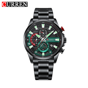 Montre à quartz CURREN 8415 pour homme, style dessin animé, sport, luxe, date, mouvement en alliage, acier inoxydable, mode affaires, antique, 3 ATM, 45 mm - Product Image 1